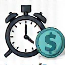 Ikona zegara i portfela symbolizująca oszczędność czasu i pieniędzy